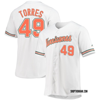 Men's Alejandro Torres Miami Hurricanes Replica Full-Button Baseball Jersey - White