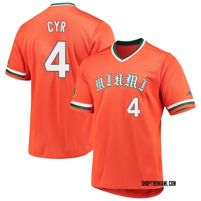 Men's Blake Cyr Miami Hurricanes Replica V-Neck Baseball Jersey - Orange