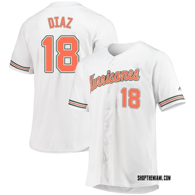 Men's Chris Diaz Miami Hurricanes Replica Full-Button Baseball Jersey - White
