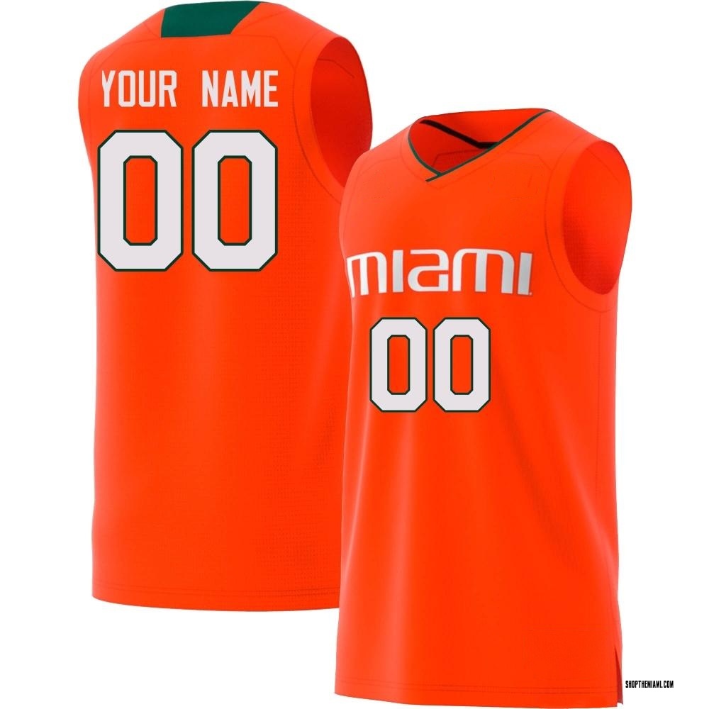 Men's Custom Miami Hurricanes Replica Basketball Jersey - Orange