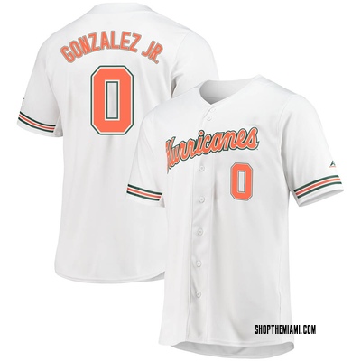 Men's Dorian Gonzalez Jr. Miami Hurricanes Replica Full-Button Baseball Jersey - White