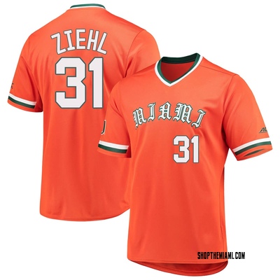 Men's Gage Ziehl Miami Hurricanes Replica V-Neck Baseball Jersey - Orange