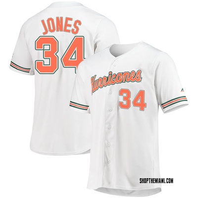 Men's JD Jones Miami Hurricanes Replica Full-Button Baseball Jersey - White