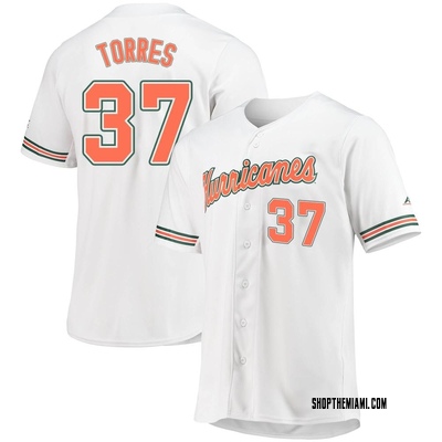 Men's Jason Torres Miami Hurricanes Replica Full-Button Baseball Jersey - White