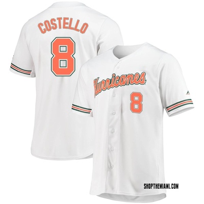 Men's Lucas Costello Miami Hurricanes Replica Full-Button Baseball Jersey - White