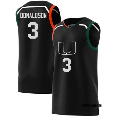 Men's Tre Donaldson Miami Hurricanes Replica Basketball Jersey - Black