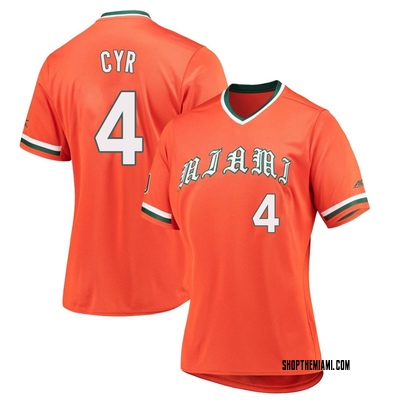 Women's Blake Cyr Miami Hurricanes Replica V-Neck Baseball Jersey - Orange