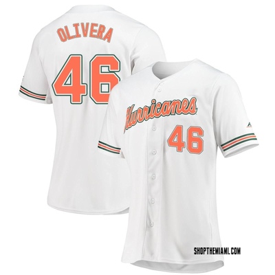Women's Brandon Olivera Miami Hurricanes Replica Full-Button Baseball Jersey - White
