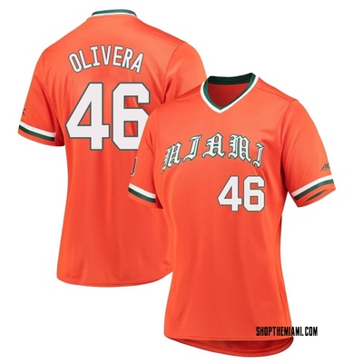 Women's Brandon Olivera Miami Hurricanes Replica V-Neck Baseball Jersey - Orange