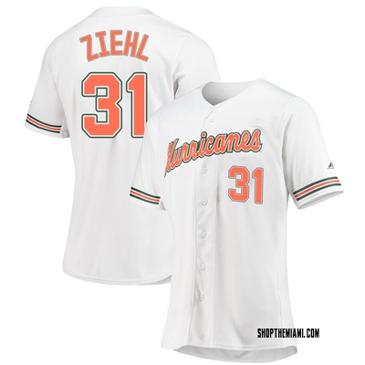 Women's Gage Ziehl Miami Hurricanes Replica Full-Button Baseball Jersey - White