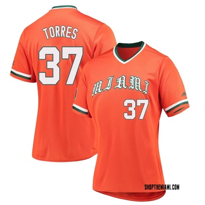 Women's Jason Torres Miami Hurricanes Replica V-Neck Baseball Jersey - Orange