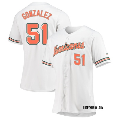 Women's Renzo Gonzalez Miami Hurricanes Replica Full-Button Baseball Jersey - White