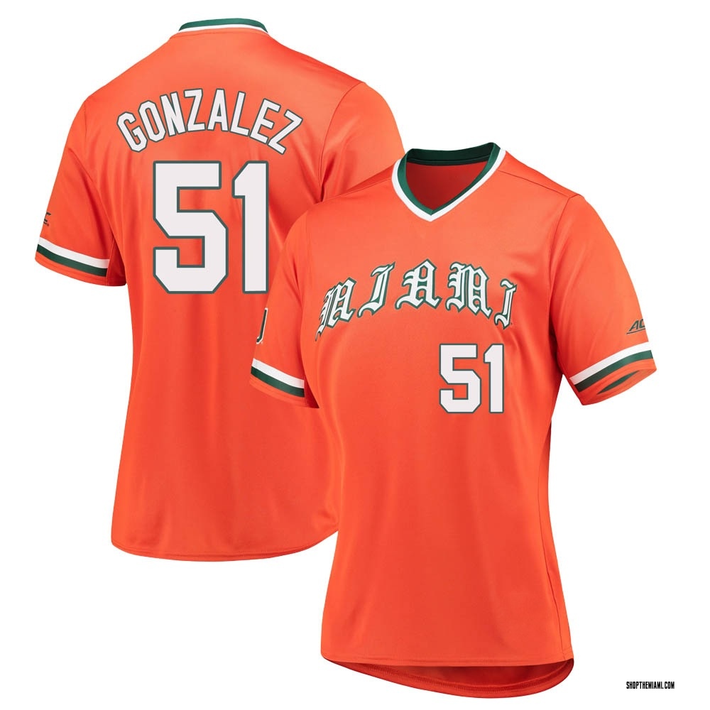 Women's Renzo Gonzalez Miami Hurricanes Replica V-Neck Baseball Jersey - Orange