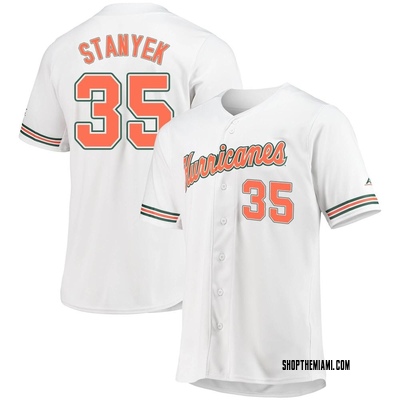 Youth Alex Stanyek Miami Hurricanes Replica Full-Button Baseball Jersey - White