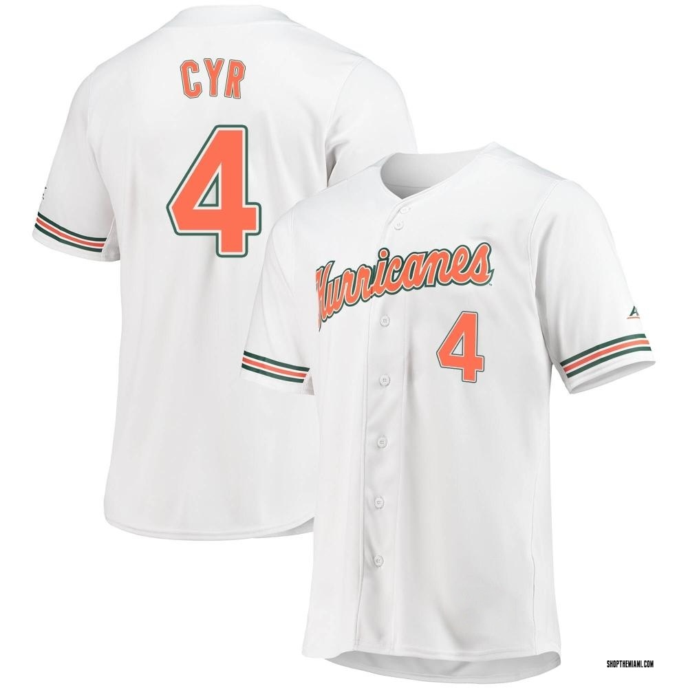 Youth Blake Cyr Miami Hurricanes Replica Full-Button Baseball Jersey - White