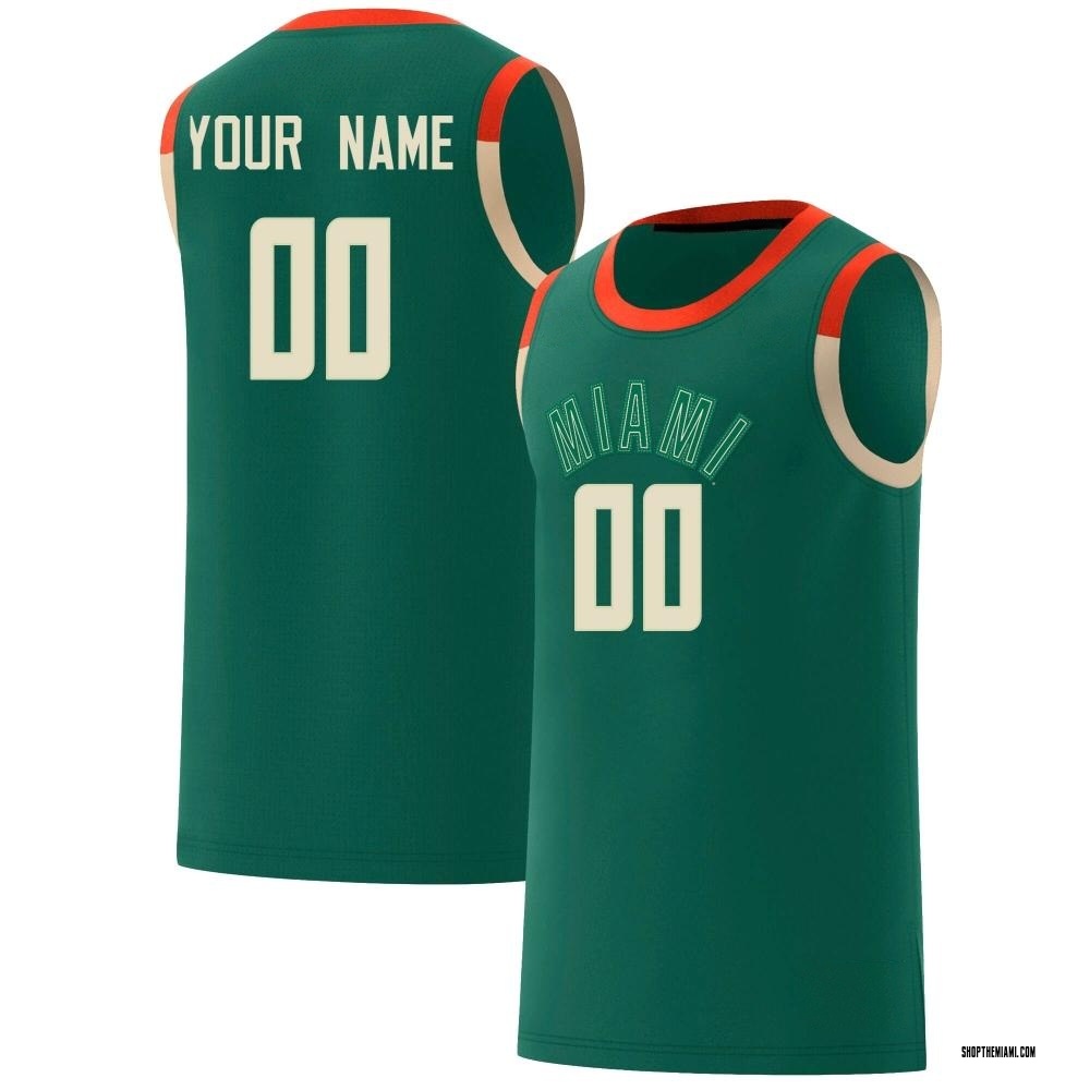 Youth Custom Miami Hurricanes Replica Basketball Jersey - Black