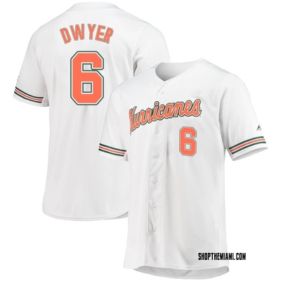 Youth Drew Dwyer Miami Hurricanes Replica Full-Button Baseball Jersey - White
