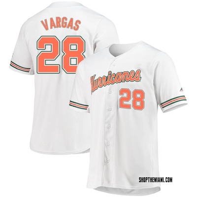 Youth Jordan Vargas Miami Hurricanes Replica Full-Button Baseball Jersey - White