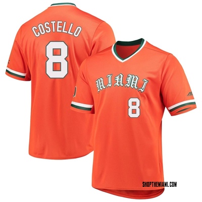 Youth Lucas Costello Miami Hurricanes Replica V-Neck Baseball Jersey - Orange