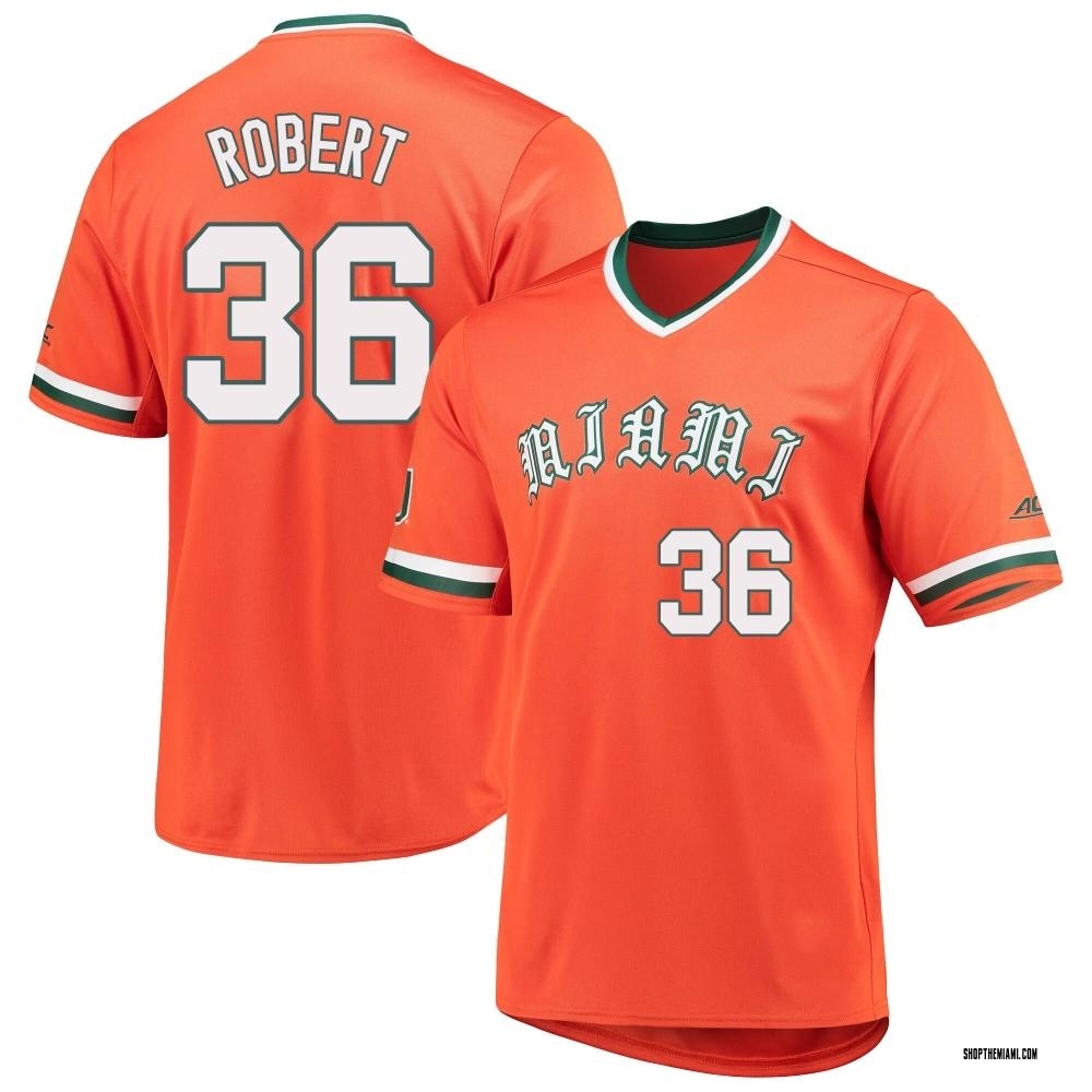 Youth Nick Robert Miami Hurricanes Replica V-Neck Baseball Jersey - Orange