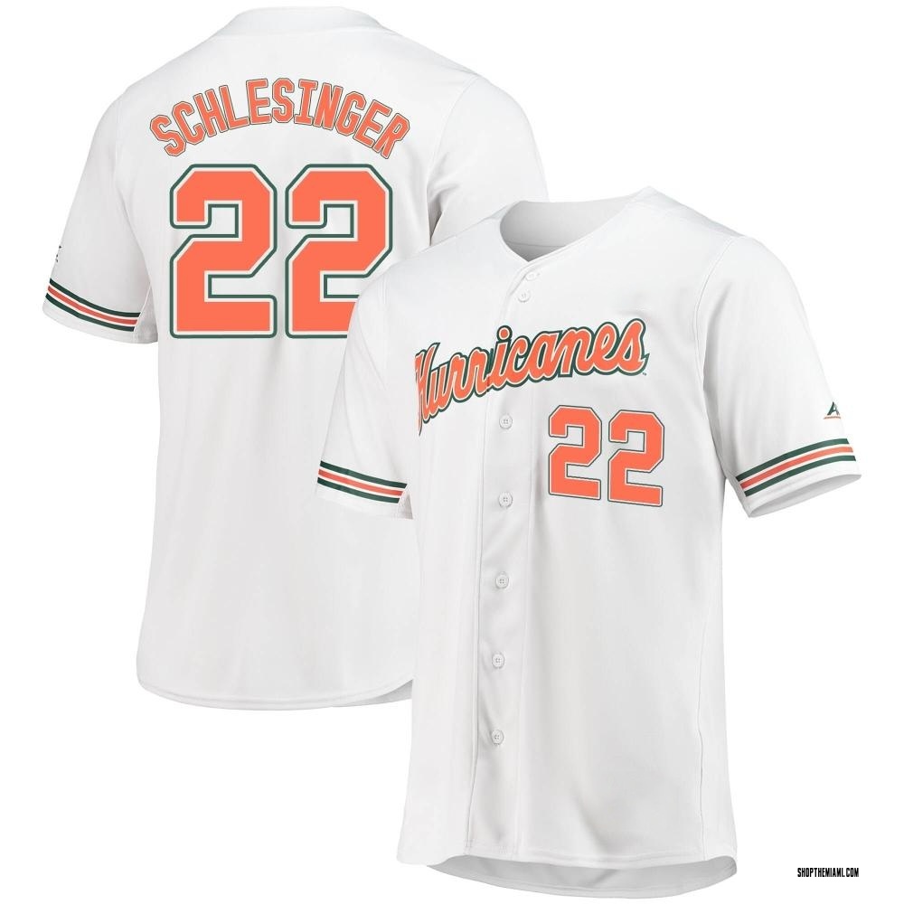 Youth Rafe Schlesinger Miami Hurricanes Replica Full-Button Baseball Jersey - White