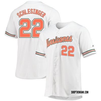 Youth Rafe Schlesinger Miami Hurricanes Replica Full-Button Baseball Jersey - White