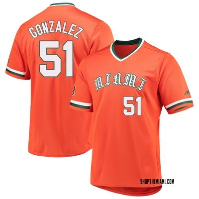 Youth Renzo Gonzalez Miami Hurricanes Replica V-Neck Baseball Jersey - Orange